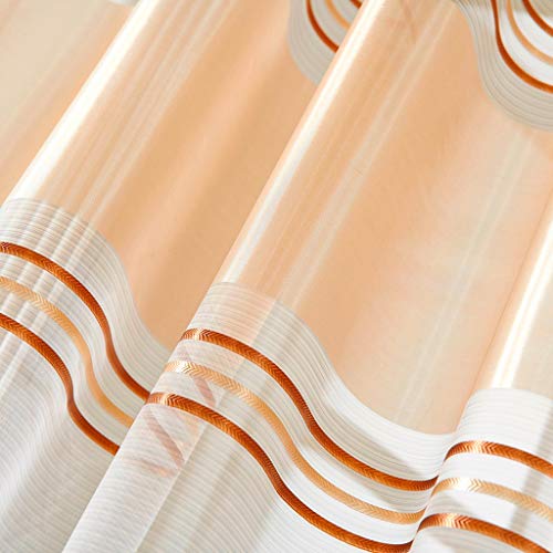 Clearance Sale!UMFun Leaves Sheer Curtain Tulle Window Treatment Voile Drape Valance 2 Panel Fabric (Coffee) - Thumbnail 6