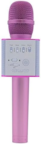iZenshow Wireless Karaoke Microphone Portable Karaoke Player with Bluetooth Mobile Phone Speaker and Mic for Mobile Singing APP, Home KTV, Outdoor Party, Mini KTV Concert, Rose Gold updated Q9