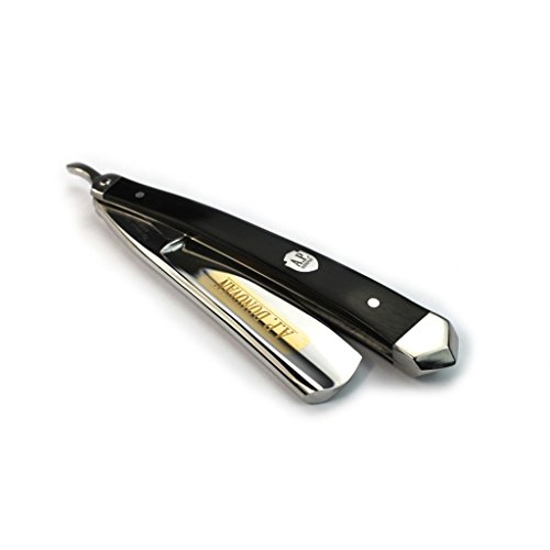 A.P. Donovan - Excellent 7/8"Straight Razor - Blade is Made of Hardened Steel with Gold Etching (not Stainless) - Handle of Black Sandal