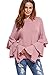 Verdusa Women's Long Layered Bell Sleeve Knitted Casual Pullovers Ribbed Top