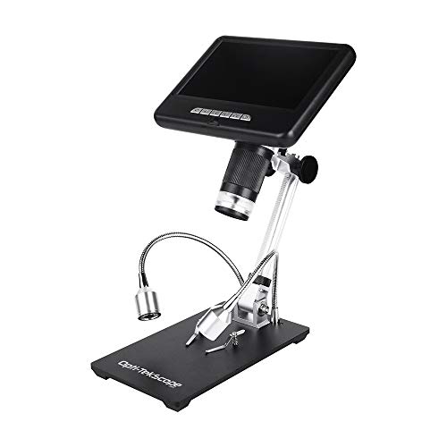 Opti-Tekscope OT-S7 7" Digital LCD Microscope Camera Magnifier | 100X Magnification | Superior 7" Inch High Definition Display | Multi Angle Adjustable Stand | Three LED Light Sources