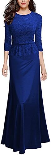 YUZHONGYWAN Chic Women Long Lace Christmas Dress Vintage Evening Party Dress Wedding Sexy Maxi Dress