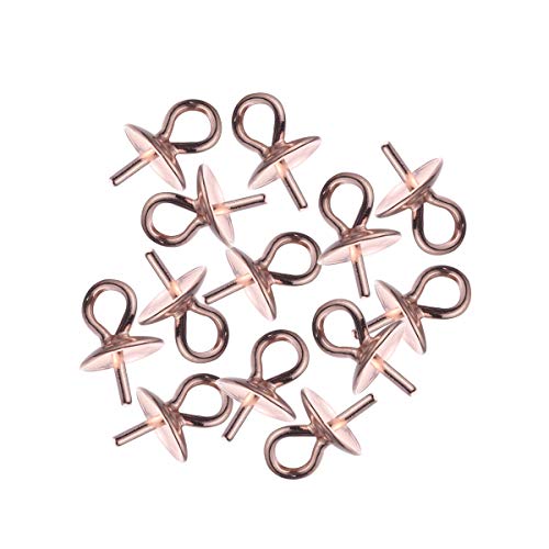 Healifty 20PCS DIY Pearl Cup Bail pin Eye pin Pendant Connector for Jewelry Making Accessories 4mm (Rose Gold)