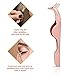 Hotop 3 Pack Eyelashes Clip Stainless Steel False Eyelashes Extension Applicator Tool Fish Tail Clip Tweezers Nipper Tool (Rose Gold)
