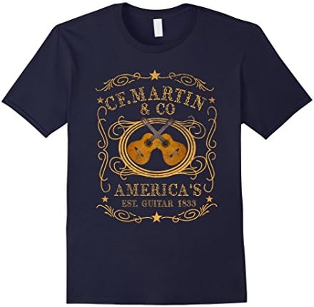 Mens Martin Dual Guitars Vintage Birthday T-shirt Gift XL Navy