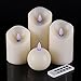 Ry-king Flameless Candles Set of 4 Real Wax Dancing Flame LED Candles with 10-Key Remote Control 2/4/6/8 Hours Timer, Ivory Color
