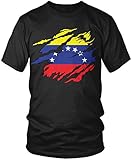 Venezuela Flag Tear Through, Rip Out Venezuelan Flag Men's T-shirt, Amdesco