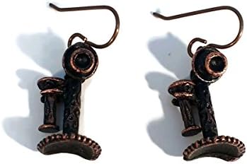 Rusted Iron Pewter Candlestick Phone Drop Earrings, Stick Phone, Antique Phone, Hypo Allergenic, Nickle Free