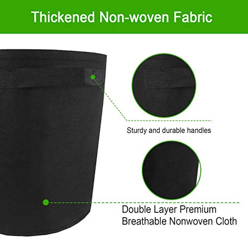 TQQFUN 2 Pack 7 Gallon Smart Potato Grow Bags Velcro Window Vegetable Grow Bags, Double Layer Premium Breathable Nonwoven Cloth for Potato/Plant Container/Aeration Fabric Pots with Handles(Black)