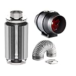 Abluft Set Lüftung 580m³/h mit Premium Aktivkohle Filter 150 x 500 mm 850m³/h Klima Grow