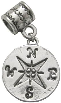 Compass DIY Silver-Plated Charm with Big Hole Bead by fitShionista, works with Pandora (TM) and the fitShionista Accountability Program