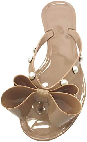Midress Fashion Womens Rest Toe-Post Sandal Bow Flip-Flops Breathable Sandals Beach Flats Rain Jelly Shoes
