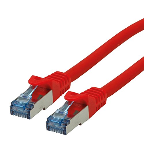ROLINE Cordon LAN Cat 6A - Component Level - Câble réseau S/FTP Ethernet avec connecteur RJ45 - rouge 0,3 m