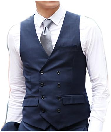 Meiruian Mens Stylish Slim Fit Suit Vest Waistcoat Business Double Breasted