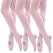 MANZI 1-3 Pairs Women's Girls' Basic Convertible Transition Ballet Dance Tights 40 Denier(Pink,XL)