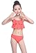 SHEKINI Girls Swimwear Ruffles Flounce Swimsuit Crochet Two Piece Bikini Bathing Suits (Plum red, 14-16 Years)
