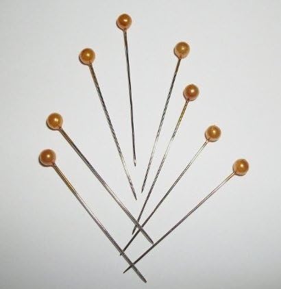 20 ROUND gold pearl headed pins 4cm length 4mm head buttonholes/weddings by floral natalie