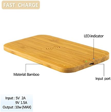 INNAPER Fast Wireless Charger Fast Charge QI Wireless charging pad for Samsung Galaxy S8, S8+/S8 Plus, S7 Edge, S7, Note 5, S6 Edge Plus (Bamboo)- Wall Charger Included