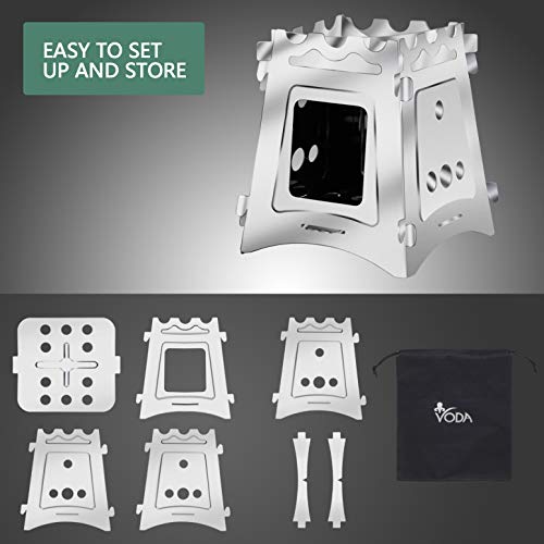 VODA Camping Stove Burner for Outdoor Camping Hiking Cooking Outside Light Weight Portable Backpacking SUS 430 Stoves for BBQ Picnic - Thumbnail 4