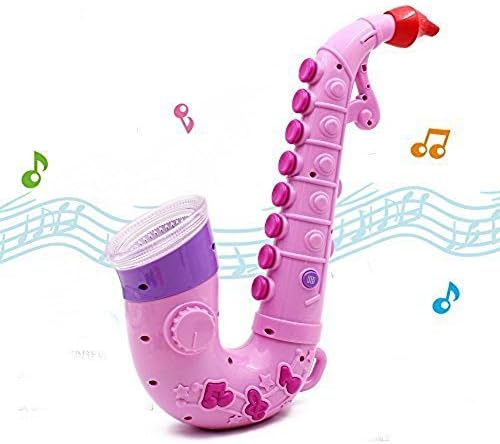 Preschool Learning Musical Saxophone Toy - Wishland Sweet Sound Talent Performer Saxophone Music Toy with Light for Kids Toddler MP3 Function Volume HD Audi Blue Pink in Random