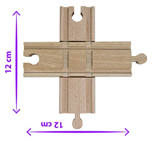 Eichhorn 100001403 - Bahn, Kreuzung 2 teilig - 12cm - Buchenholz - verbaubar mit nahezu allen Schienenbahnsystemen – Bild 5