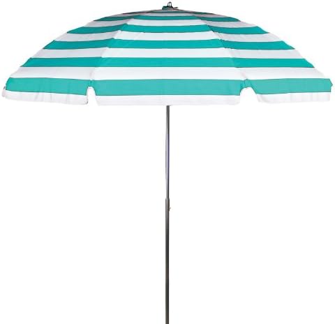 Amazon Com 7 5 Steel Marine Striped Patio Umbrella With Tilt Fabric Teal And White Stripe Pet Supplies