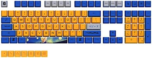 108 Key Dyesub PBT Keycaps SENREAL Dragonball Z Keycap Set Cherry MX Switch for Mechanical Gaming Keyboard (Blue Yellow)