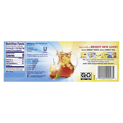 LIPTON COLD BREW ICED TEA BAGS, FAMILY SIZE ZERO CALORIES, EASY-TO-MAKE WITH NO BOILING NEEDED, 22 TOTAL TEA BAGS