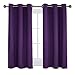 NICETOWN Thermal Insulated Blackout Draperies Curtains, Triple Weave Home Decoration Solid Ring Top Blackout Drape Panels for Bedroom (Set of 2,42 x 45 Inch,Royal Purple)