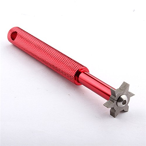 Groove Sharpener with 6 Heads 3U 3V - Golf Club Groove Sharpener, Re-Grooving Tool and Cleaner - Perfect Tool for all Irons - Pitching, Sand, Lob, Gap, and Approach Wedges and Utility Clubs (Red)