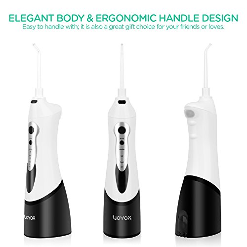 VOYOR Water Flosser Cordless Oral Irrigator Floss Water Jet Electric Dental Flossers with 3 Work Modes & 2 Nozzles for Braces Gums Cleanse and Remove Bacteria, IPX7 Waterproof, Portable & Rechargeable