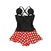 Kid Toddler Baby Girls Bathing Suit Bow Dot One Piece Swimsuit Swimwear, S 2-3t kid girls, Red Black