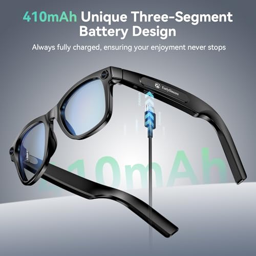 2026 Smart Glasses with Camera, 8mp Resolution Supporting 4K Video Recording, Photo/Video/Audio Recording, 410mah Battery, and Includes Ai Assistant, Ai Translation, and Bluetooth Calling.