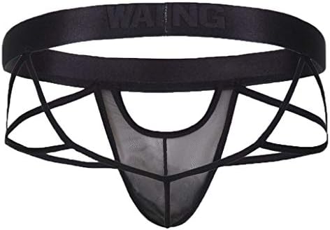 Kecar Men's Sexy Double Thongs Jockstrap Underwear Bare Buttocks Mesh Low-Rise Underpants Thong Hot Fashionable G-String