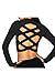 Cutiefox Women Sexy Criss Cross Back Long Sleeve Crew Neck Tee Shirt Tops,Black,US 2