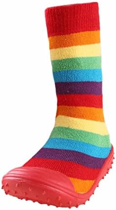 VEKDONE Baby Boys Girls Faux Fleece Rubber Soles Striped Warm Snow Boots