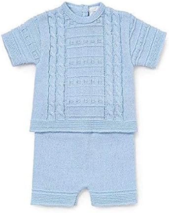 Spanish WEAR Baby Boys FINE Knitted Cable Design 2 Piece Short Set (3-6months)