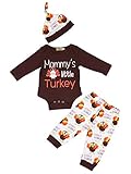 3Pcs/Outfit Set Baby Boy Girl Mommys Little Turkey Thanksgiving Rompers Clothes Set