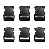 Beaulegan Plastic Buckles 1 1/2 Inch (Pack of 6)- Quick Side Release for Luggage Straps, Pet Collar, Backpack Repairing - One Adjustable End, Black