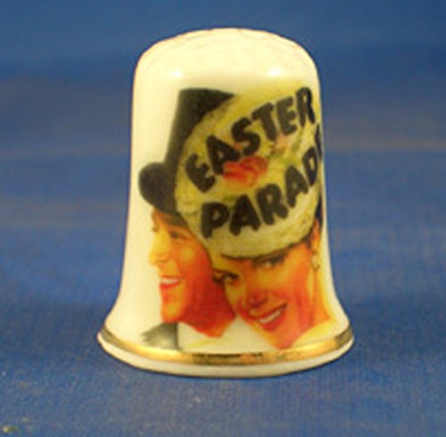 Porcelain China Collectable Thimble - Fred Estaire & Judy Garland in Easter Parade - Free Gift Box