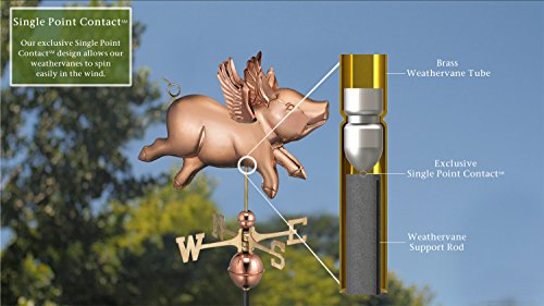 Good Directions Flying Pig Weathervane, Pure Copper