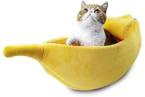 G Ganen Pet Cat Bed House Cute Banana, Warm Soft Punny Dogs Sofa Sleeping Playing Resting Bed, Lovely Pet Supplies for Cats Kittens