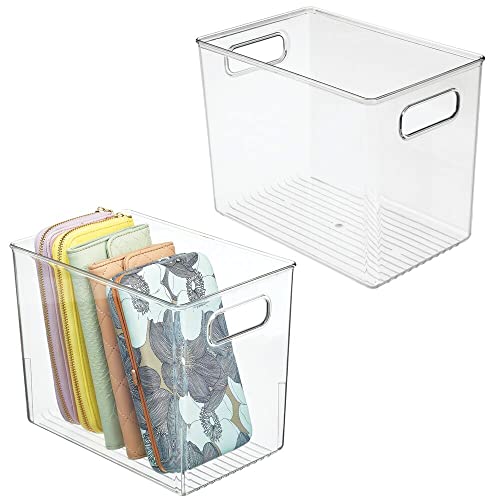mDesign Plastic Closet Storage Bin Container with Builtin Handles