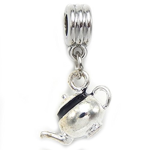 GemStorm Silver Plated Dangling 'Teapot' For European Snake Chain Bracelet