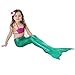 AMENON 3PCS Kids Mermaid Tai Swimsuit Princess Bikini Set Swimwear (With Headband) (140cm, RoseRed+Green)