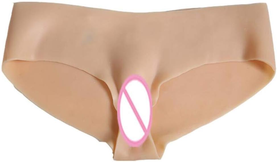 LLMM Transvestite CD Men's Silicone Underwear, Disguised Silicone Men's Feng Hip Double Channel Can Be Sexually Fake Vaginal Pants Fake Ass(Private Packaging),L