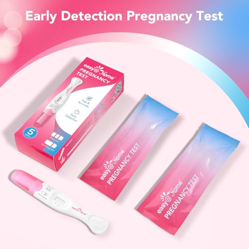 Easy@Home Early Detection Pregnancy Test: Long Absorbent Tip for Easy Sampling - Precise Results in 3-5 Minutes - Easy to Use Fast & Accurate Pregnancy Tests Stick - Pruebas De Embarazo - 5 Counts