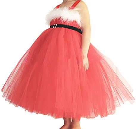 Swaroser Girls' Christmas Party Dress Classice Santa Evening Lace Braces Skirt Large