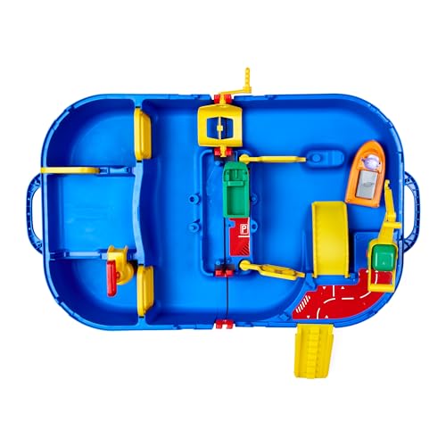 AquaPlay - LockBox - Wasserbahn als Transportkoffer mit 27 Teilen, Spieleset inklusive 1 Hippo Wilma, Amphibienauto und Containerboot, für Kinder ab 3 Jahren, 8700001516, Blau 2