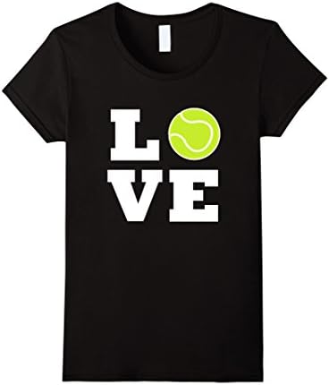 Women's I Love Tennis T-Shirt - Tennis Lovers Shirt XL Black